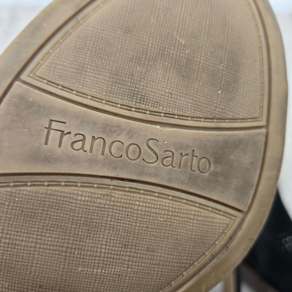 Franco Sarto Heeled Sandals Sz 8 Black Perferated Suede Dressy Block Heel Shoes - Picture 9 of 12